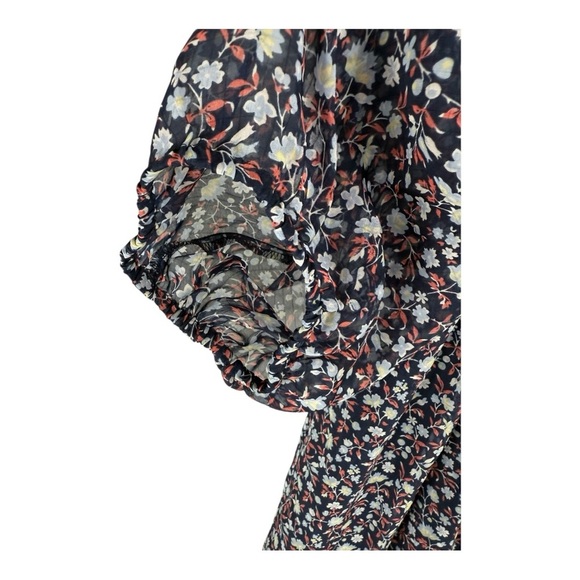 Madewell Navy Tie-Waist Midi Dress in Harvest Vine Floral Size Large MB212 - Picture 5 of 16